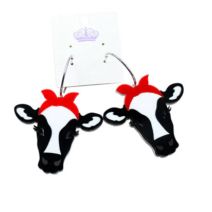 Acrylic Cow Earrings