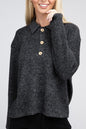 Brushed Melange Hacci Collared Sweater