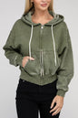 Zenana Ignite The Night Acid Wash Cropped Hoodie