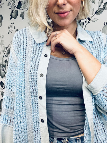 Light Blue POL Shacket