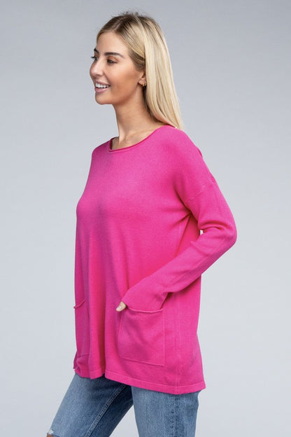 Zenana Front Pockets Sweater