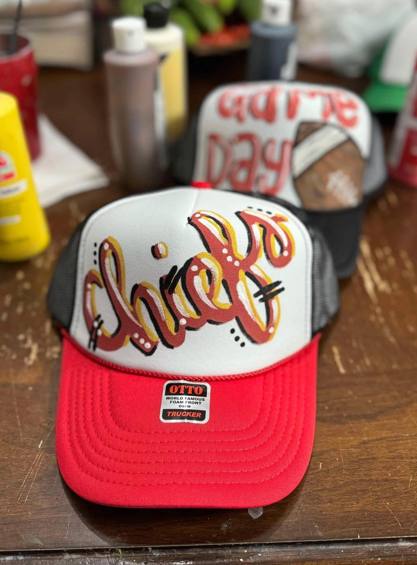 Custom HAND PAINTED Trucker Hats