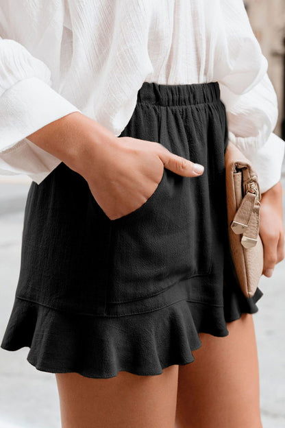 Pretty Girl Ruffled Elastic Waist Shorts