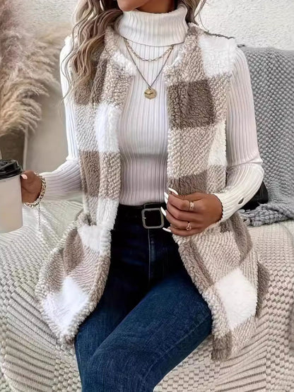 Today is the Day Plaid Vest - Mocha