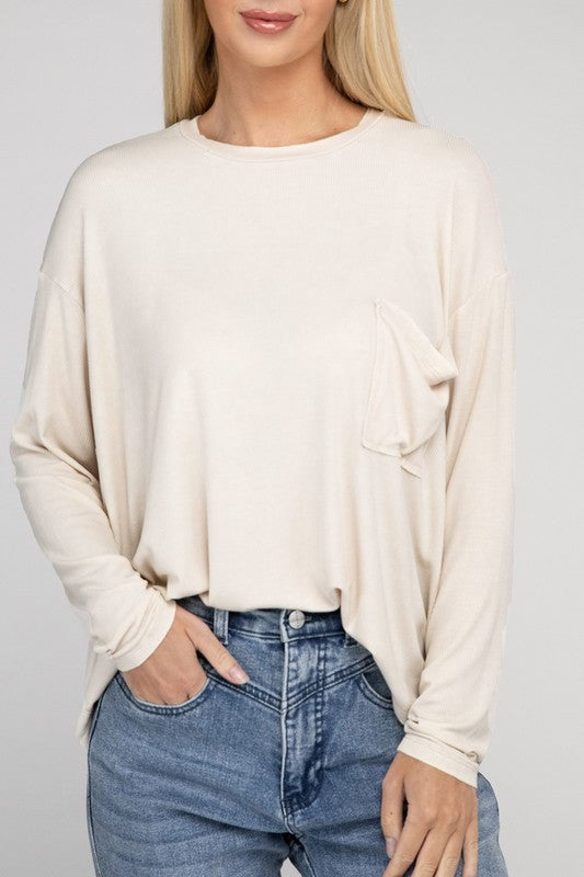 Zenana High Infidelity Washed Ribbed Dolman Top