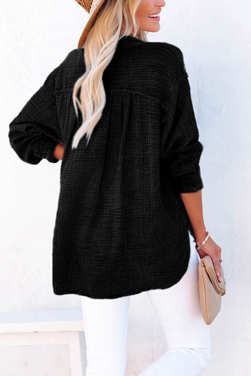 Marin Textured Long Sleeve Blouse