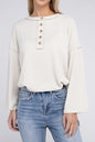 Zenana If Looks Could Kill Hacci Henley Sweater