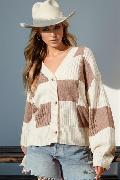 Crazing Checkered Cardigan