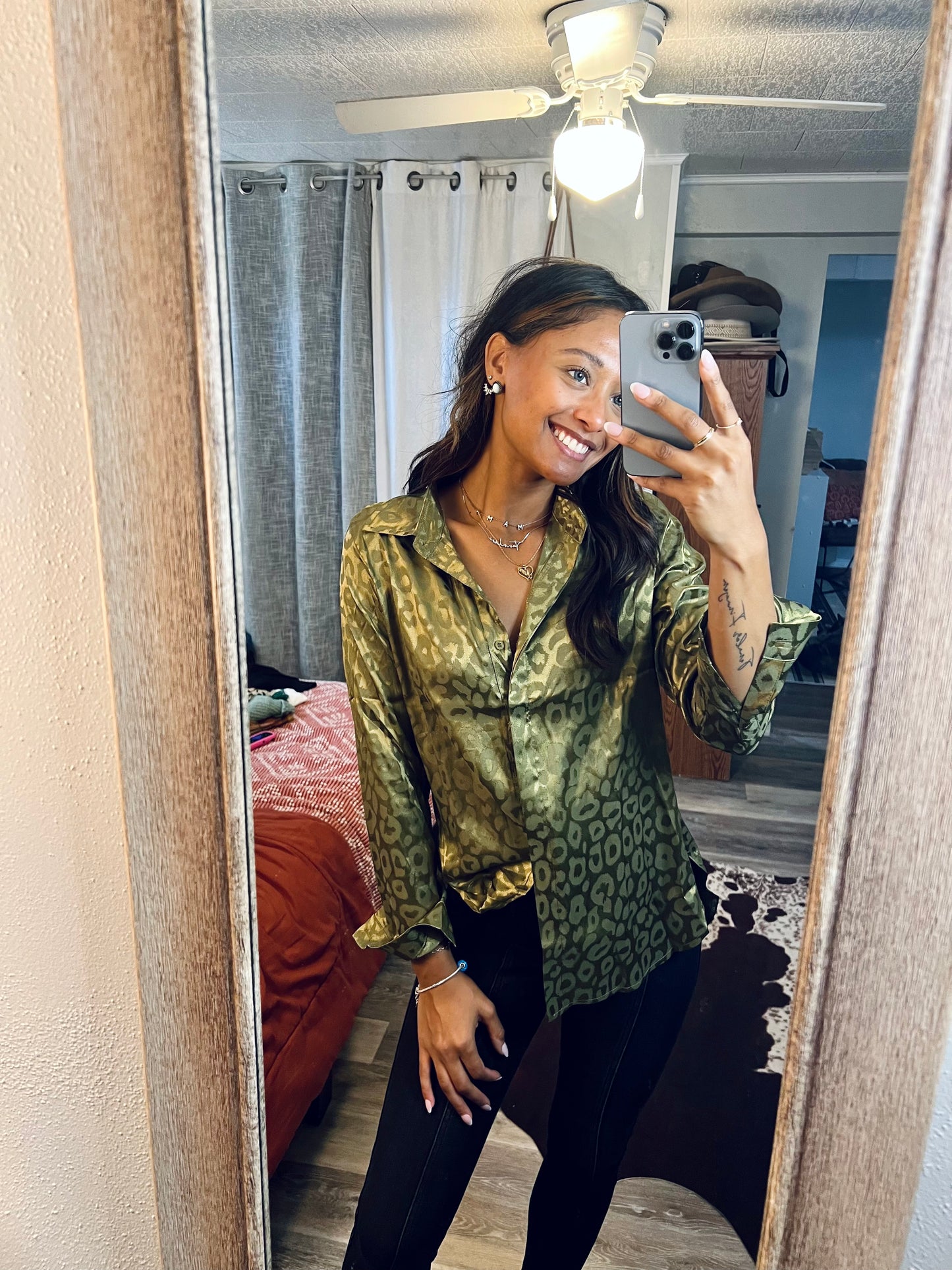 Stylish Leopard Collared Shirt