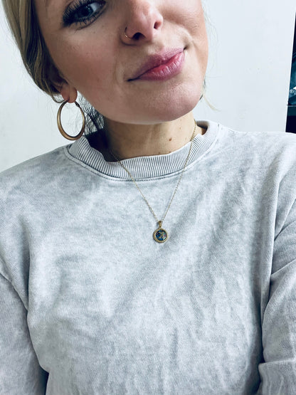 Brass Shell Inlay Initial Necklace
