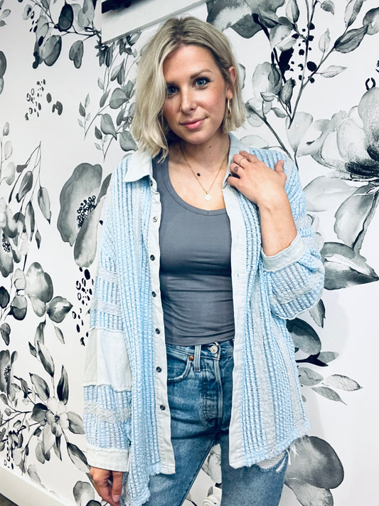 Light Blue POL Shacket