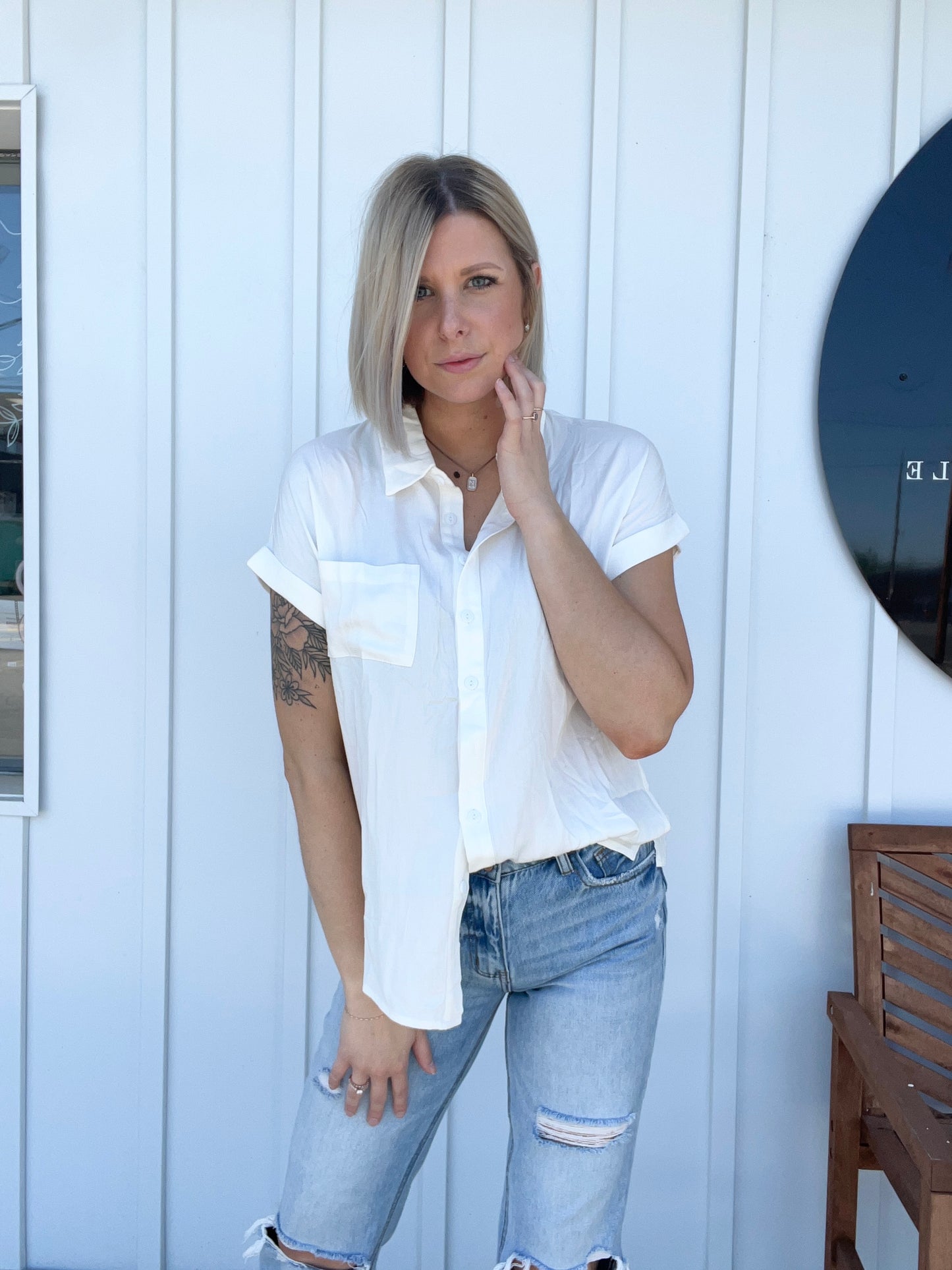 But daddy, I love him Button up short sleeve