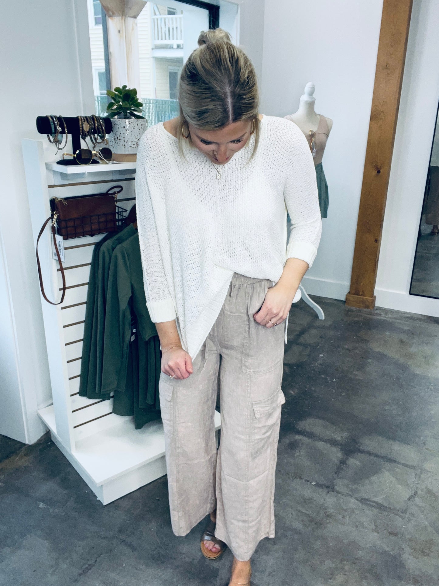 Zenana Sweet Nothings Linen Cargo Pants