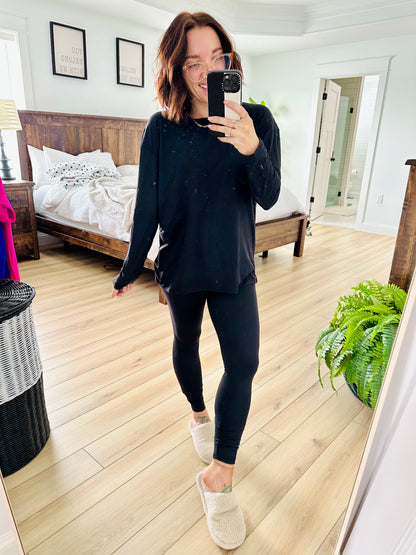 JULIA Round Neck Long Sleeve T-Shirt and Leggings Set