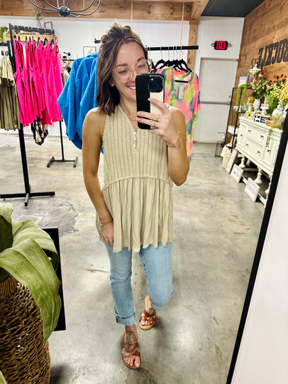 Simple But Unique Babydoll Knit Tank Top