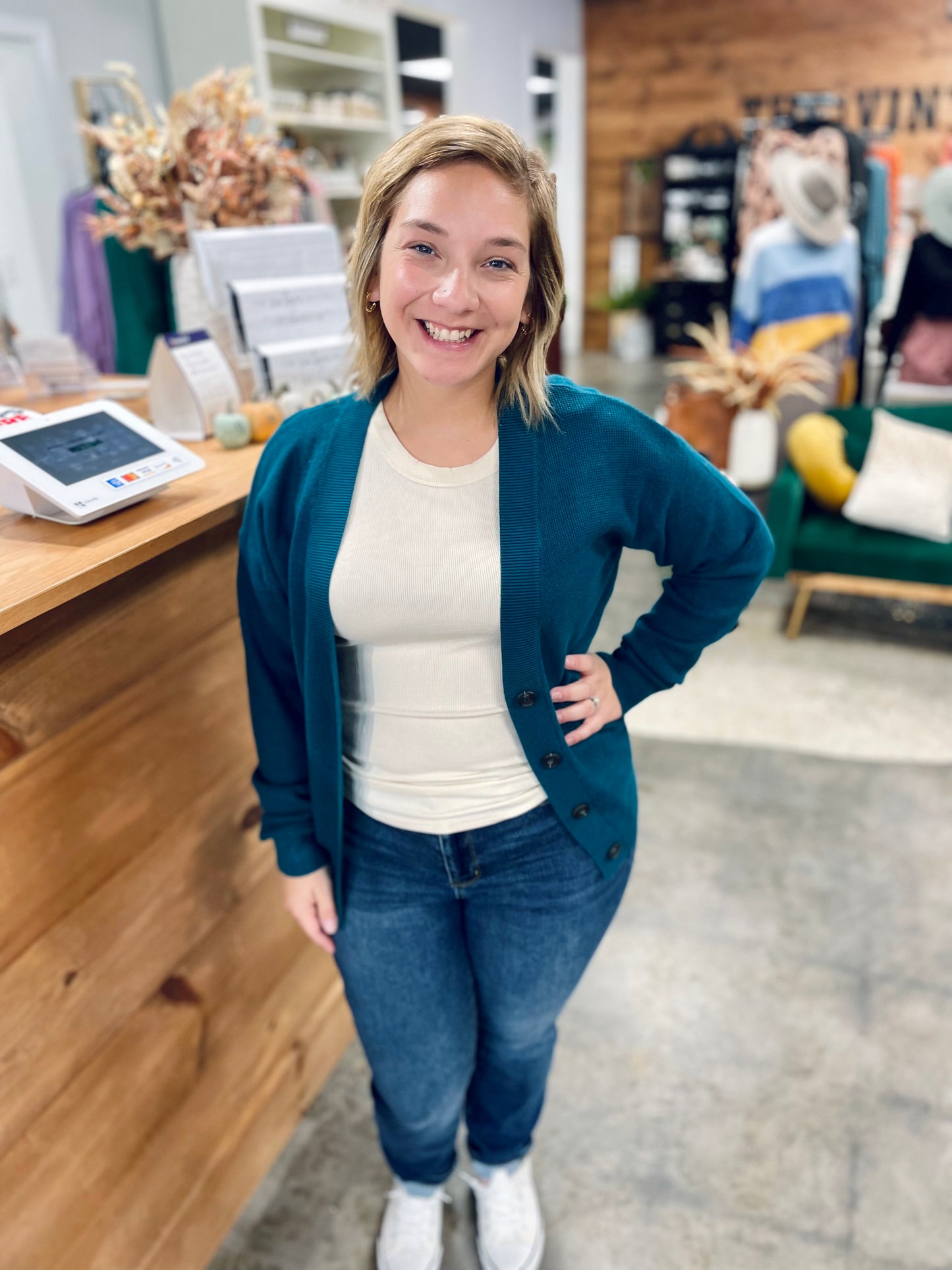 Kiss Me Tonight Cardi in Teal