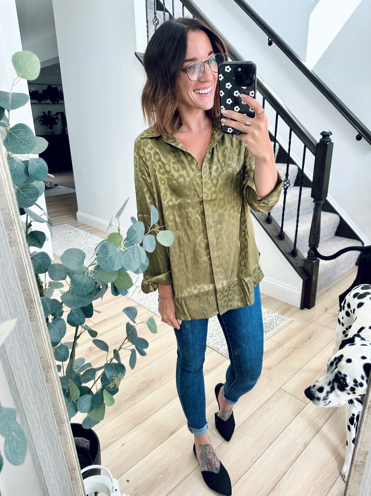 Stylish Leopard Collared Shirt