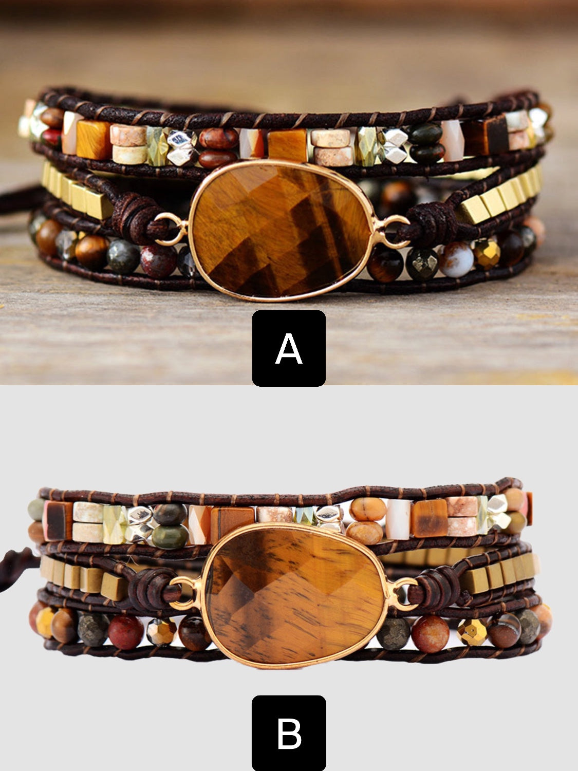 Geometrical Shape Triple-Layer Bracelet