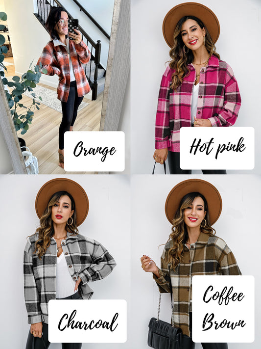 Plaid Button-Down Jacket