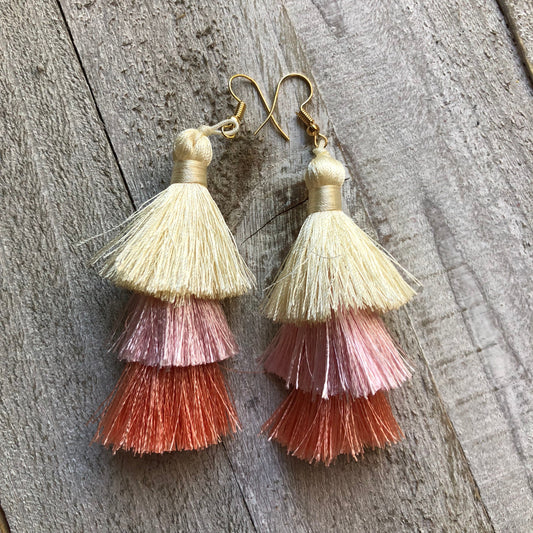 Spring Tassel Earrings Light Pink