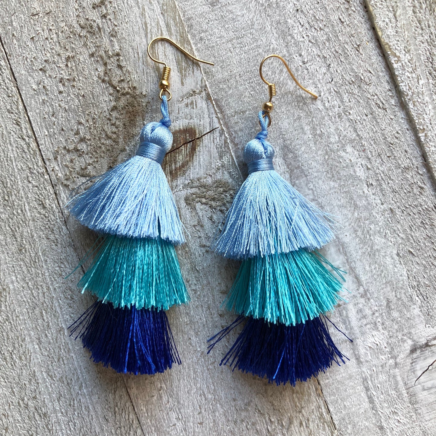 Spring Tassel Earrings Blues