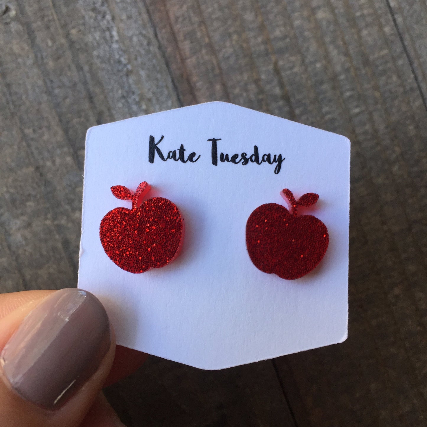 Sparkly Apple Stud Acrylic Earrings