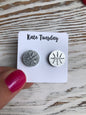 Silver Baseketball Sparkly Stud Acrylic Earrings