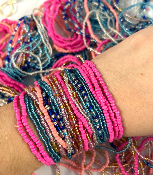 Spring Pink + Blues Mix Stretchy Bracelets!