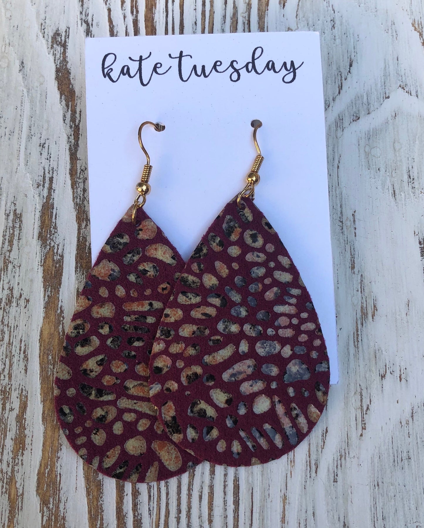 Spotted Leather Hang Earrings