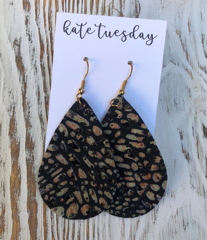 Spotted Leather Hang Earrings