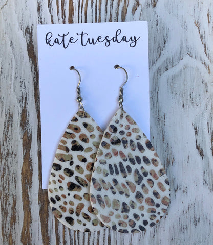 Spotted Leather Hang Earrings