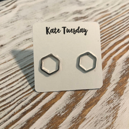 Simple Hexagon Stud Earrings