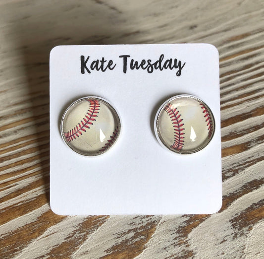 Baseball Sport Stud 12mm Earrings