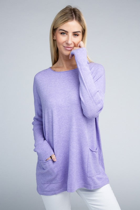 Zenana Front Pockets Sweater