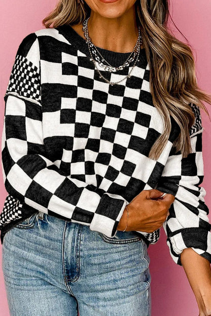 Reach Me Checkered Sweater