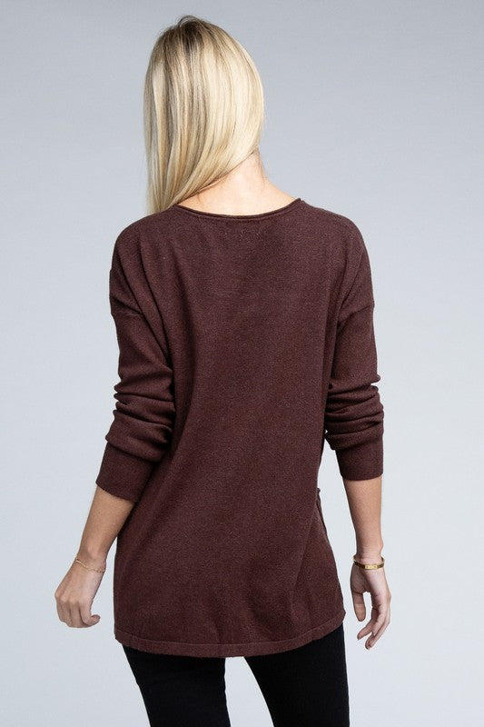 Zenana Front Pockets Sweater