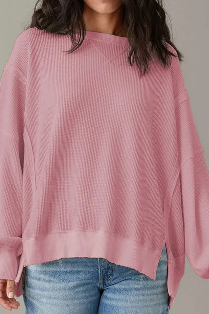 Slit Waffle Pullover
