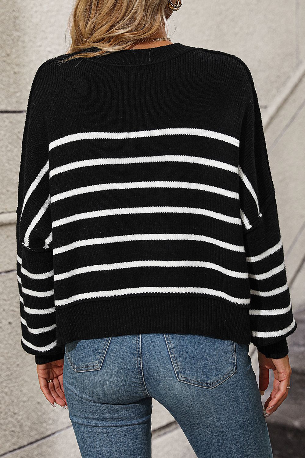 Take What You Get Striped Dropped Shoulder Sweater