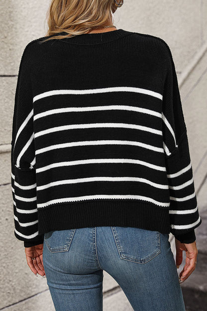 Take What You Get Striped Dropped Shoulder Sweater
