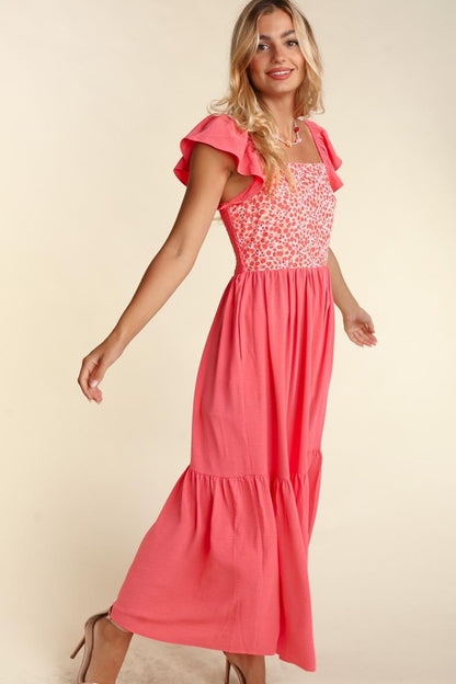 EMBROIDERY DOT WOVEN MAXI WITH SIDE POCKETS