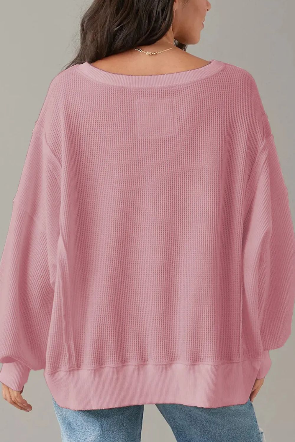Slit Waffle Pullover
