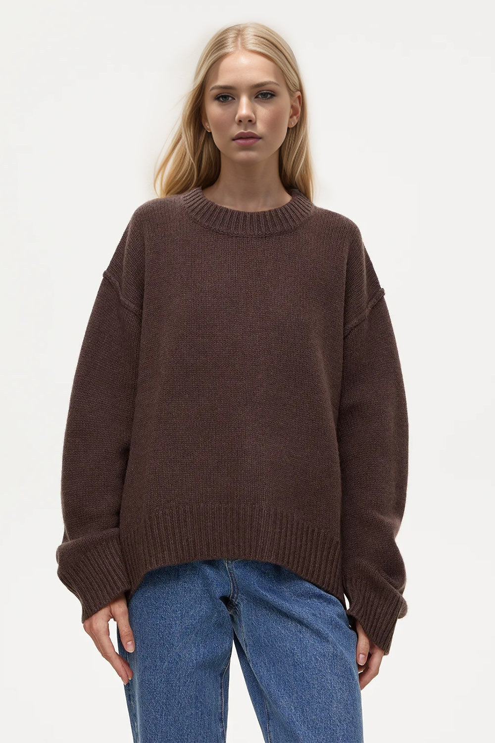 Basic Bae Round Neck Dropped Shoulder Sweater