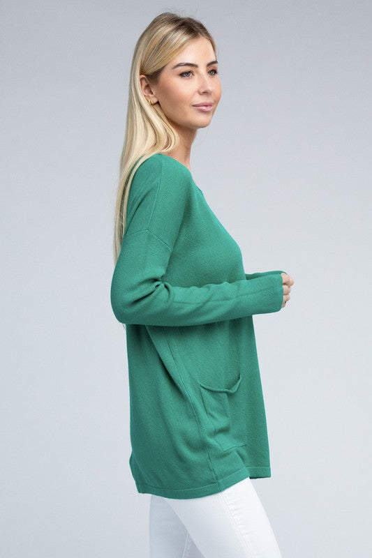 Zenana Front Pockets Sweater