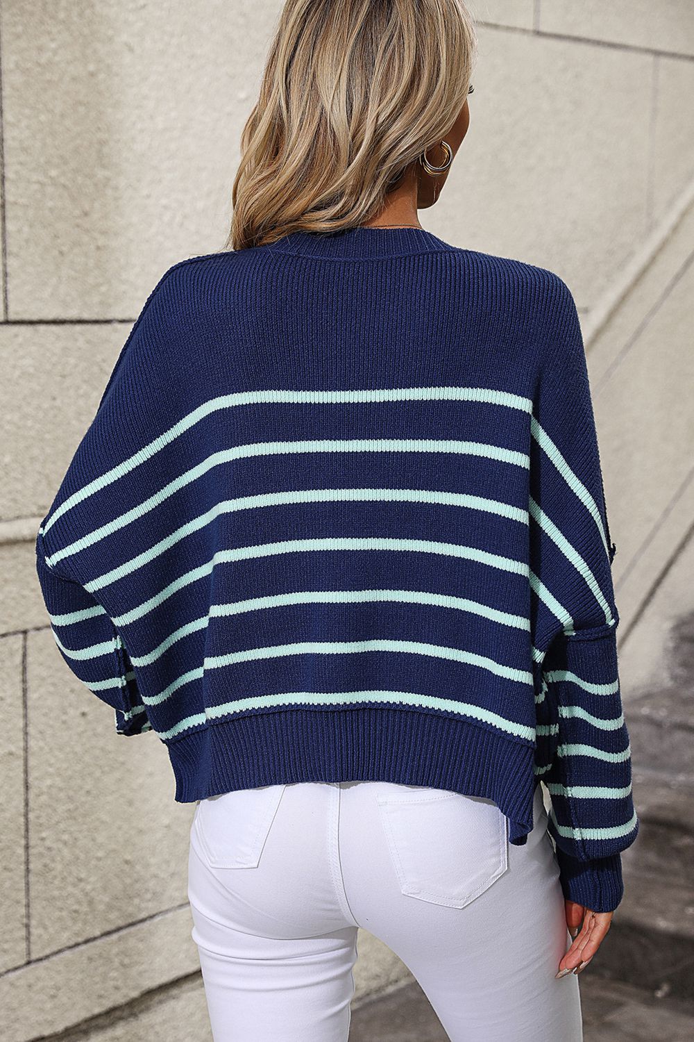 Take What You Get Striped Dropped Shoulder Sweater