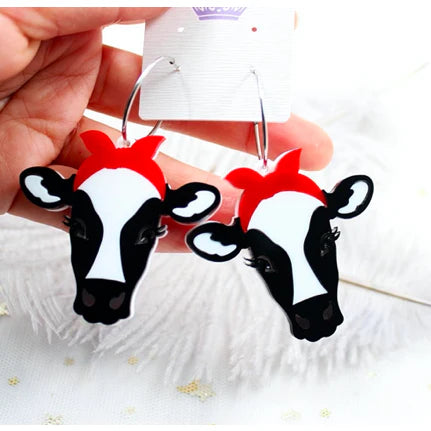 Acrylic Cow Earrings