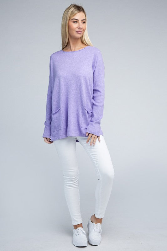 Zenana Front Pockets Sweater