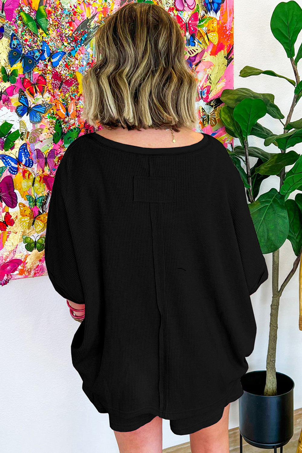 On A Daily Basis Waffle- Knit Top and Shorts Set