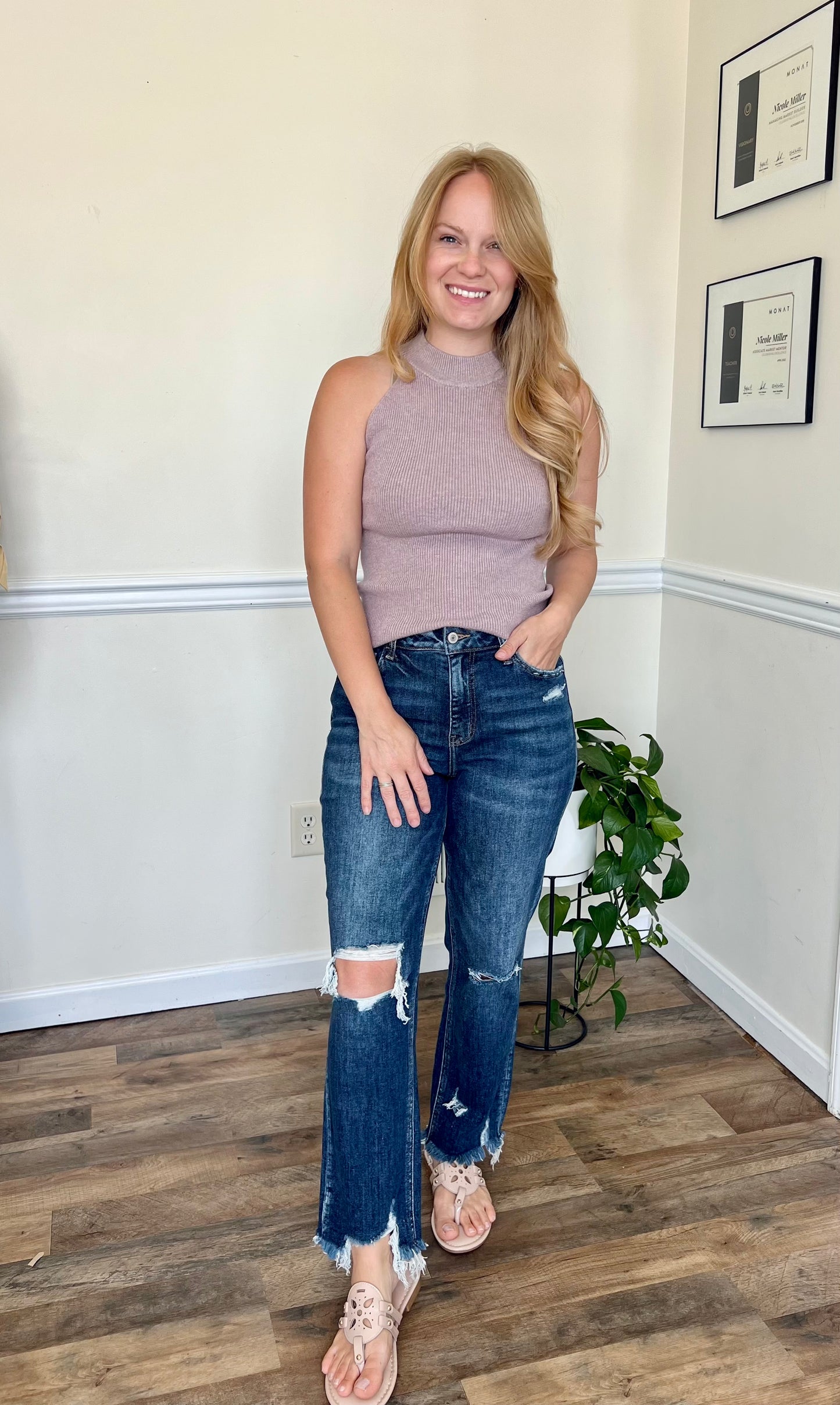 Lovervet Jackie Full Size High Rise Crop Straight Leg Jeans