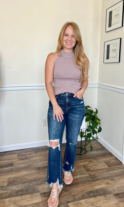 Lovervet Jackie Full Size High Rise Crop Straight Leg Jeans