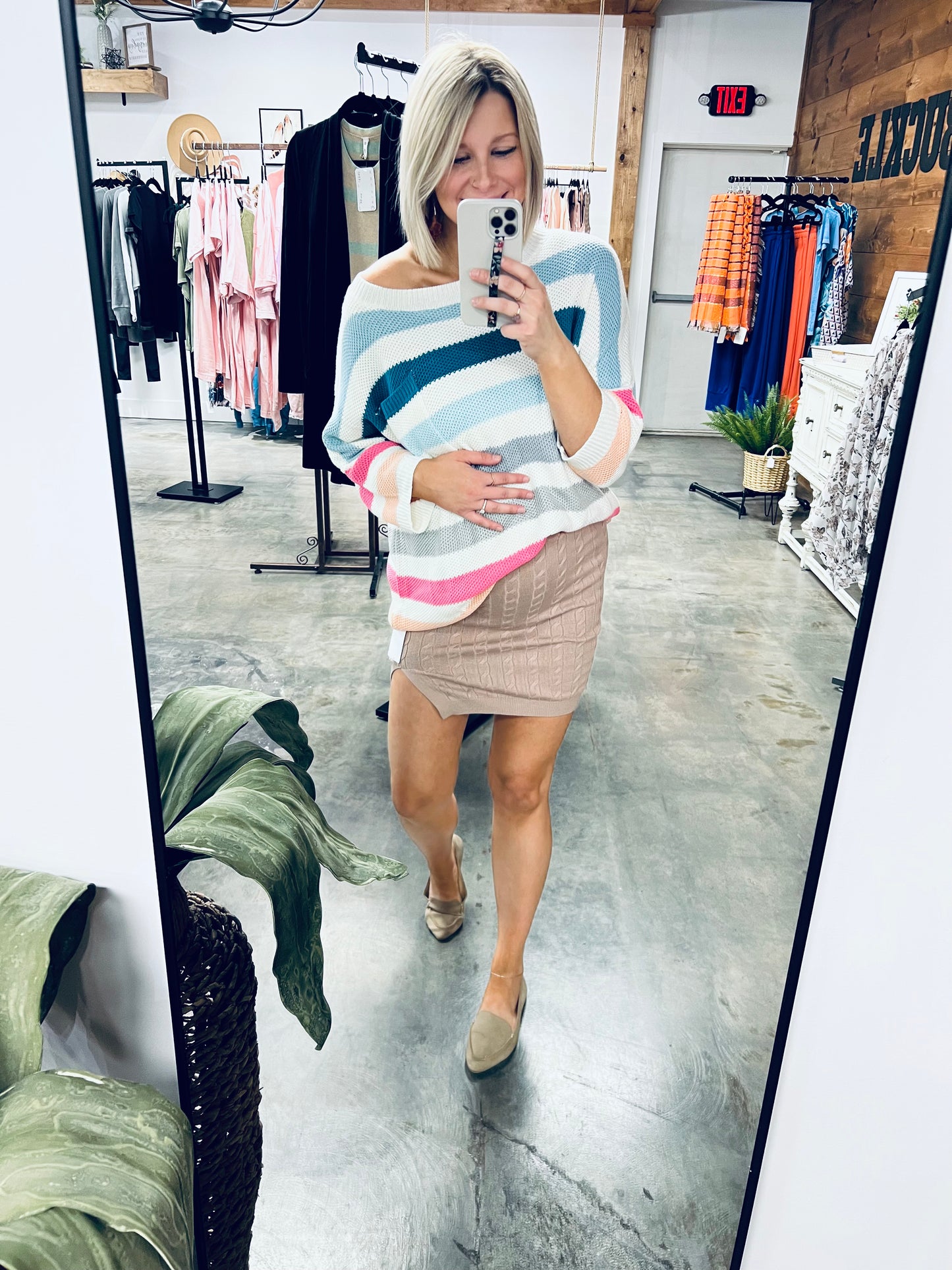 Classic Cable-Knit Sweater Mini Skirt